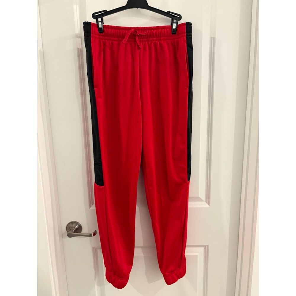 Athletic Works Boys Red Track Jogger Pants XXL 18 Black White Stripe NWOT